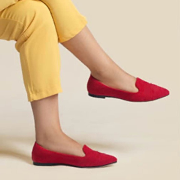 SEYCHELLES suede pointed toe red flats women’s Size 6 1/2-NEW - Picture 1 of 7